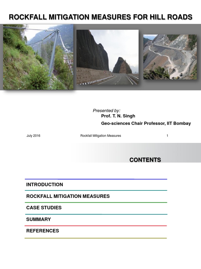 Rockfall Mitigation for Hill Roads | PDF | Drainage | Infrastructure