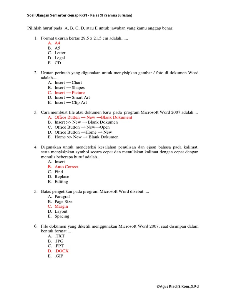 Latihan Soal Uas Kkpi Xii Smk Docx