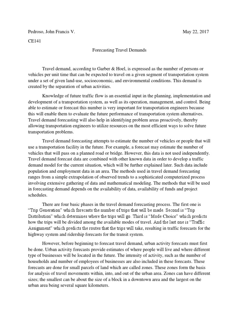 Travel Demand Forecasting Explained | PDF | Forecasting | Transport