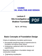 CA4665 Geotechnical Analysis and Design: Site Investigation and Shallow Foundation