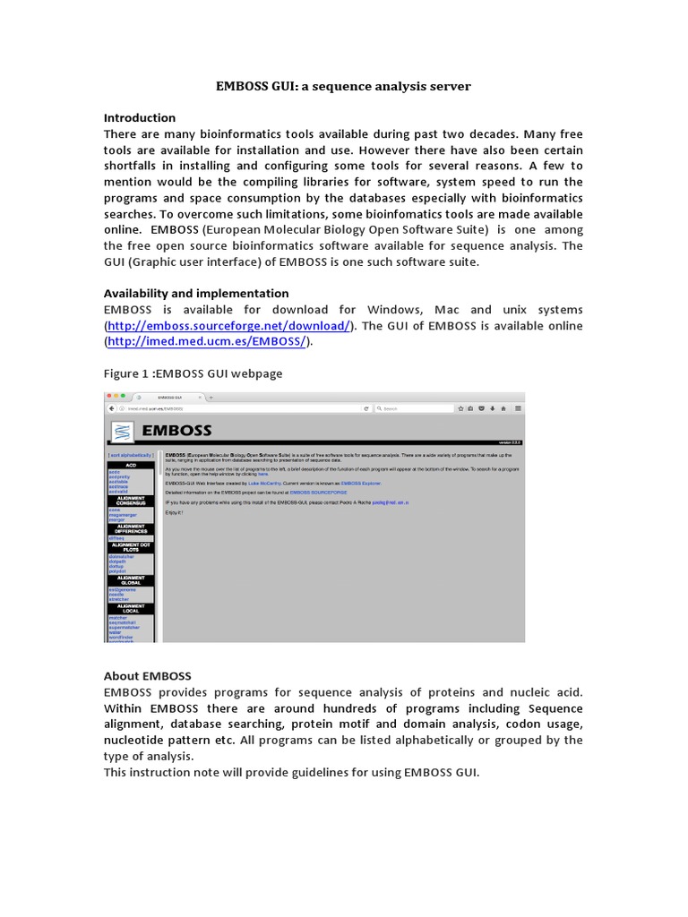 Emboss Gui PDF Bioinformatics Graphical User Interfaces