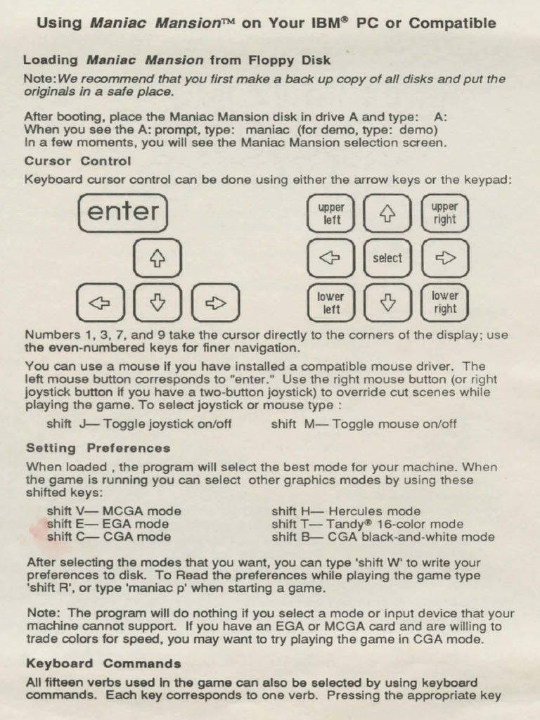 Maniac Mansion Manual PDF Office Equipment Video Game Platforms