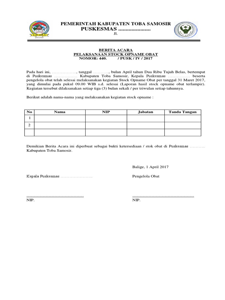 Berita Acara Stock Opname