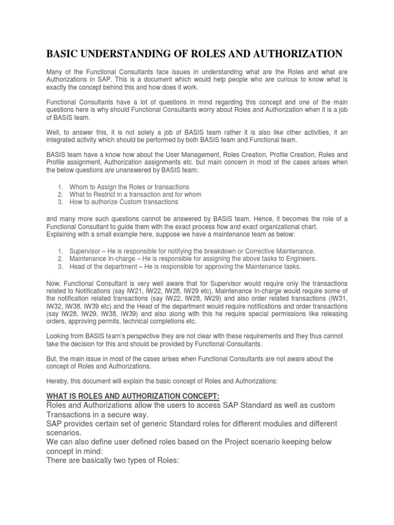 Understanding SAP Roles & Authorizations | PDF | Internal Control ...