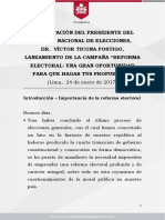 Presentación Del Presidente Del Jurado Nacional de Elecciones Dr Víctor Ticona Postigo Lanzamiento de La Campaña Reforma Electoral Una Gran Oportunidad Para Que Hagas Tus Propuestas