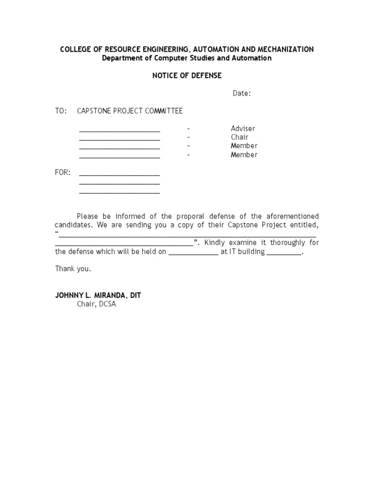 Capstone Project Defense Notice | PDF | Computing