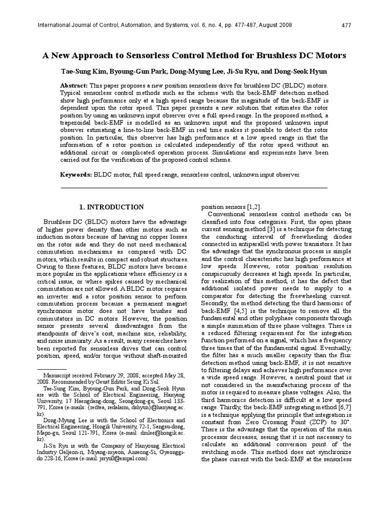A New Approach To Sensorless Control Method For BLDC Motors PDF | PDF ...