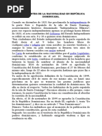 Antecedentes de La Nacionalidad en República Dominicana