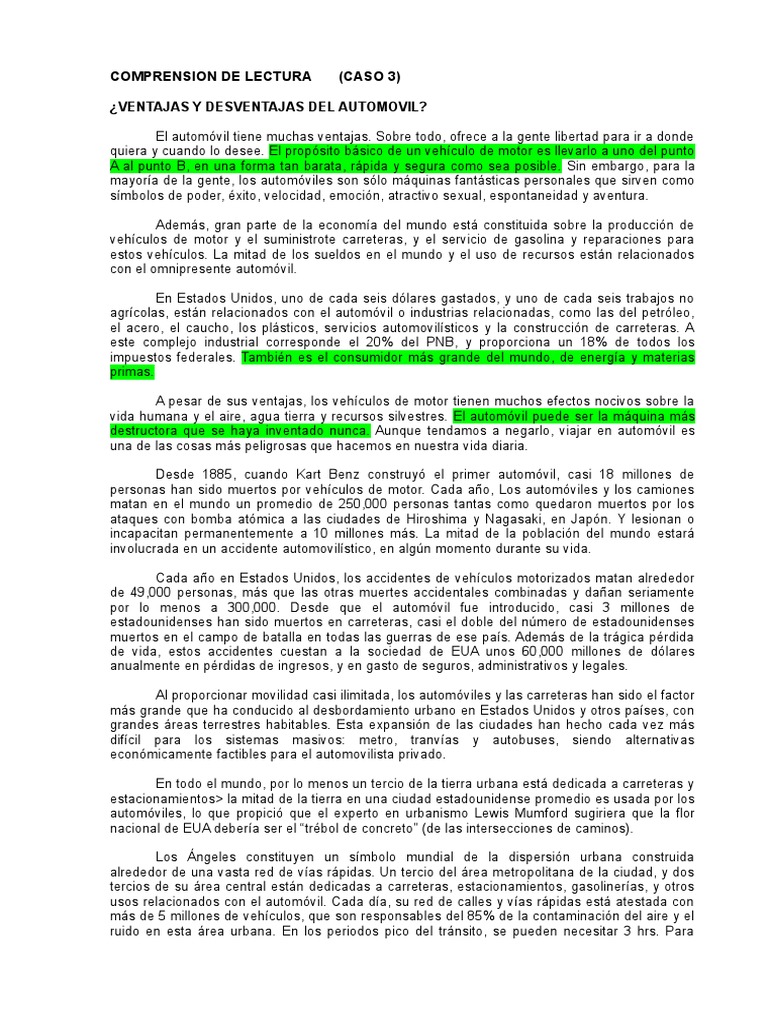 Ventaja y Desventaja Del Automóvil