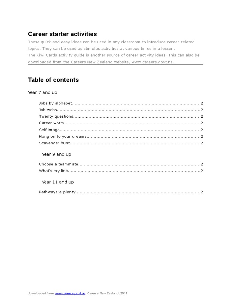 Engaging Career Starter Activities | PDF | Competence (Human Resources ...