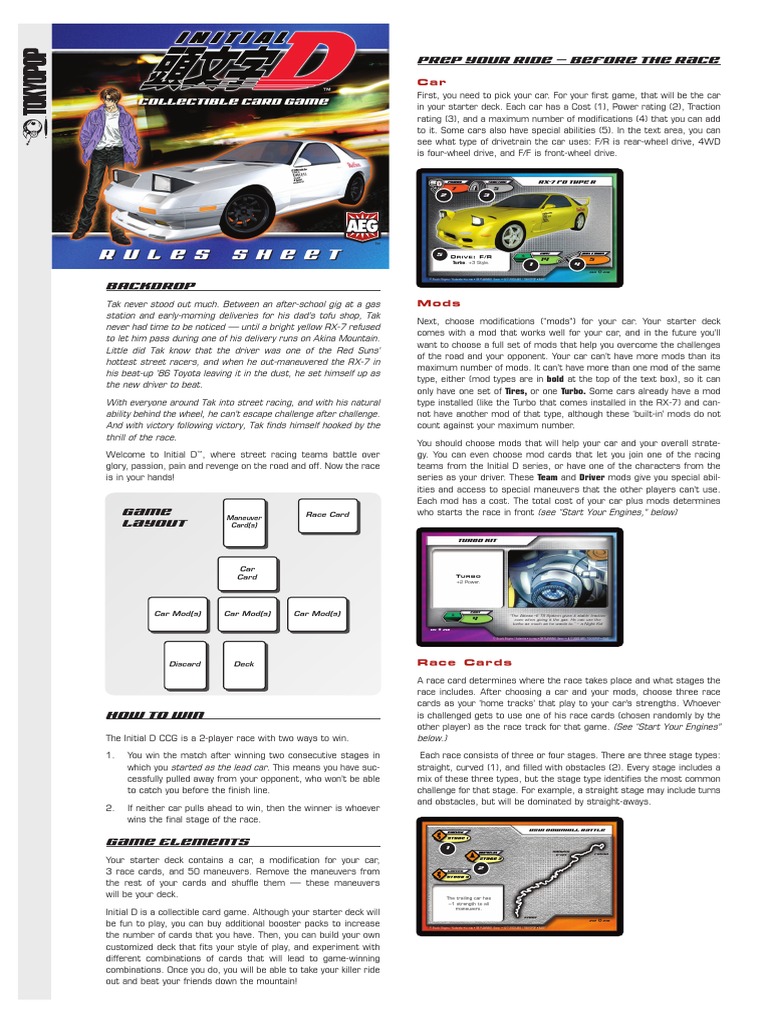 Initial D CCG Rules Sheet PDF Automobiles Motor Vehicle