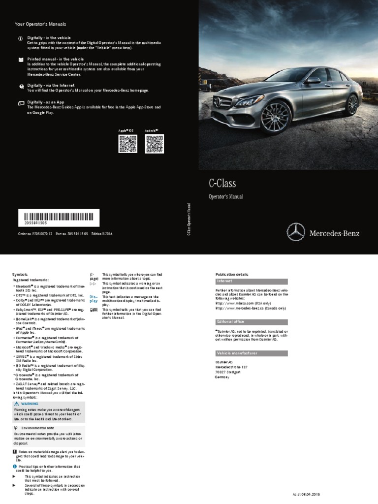 C class operator s manual pdf automatic transmission anti lock