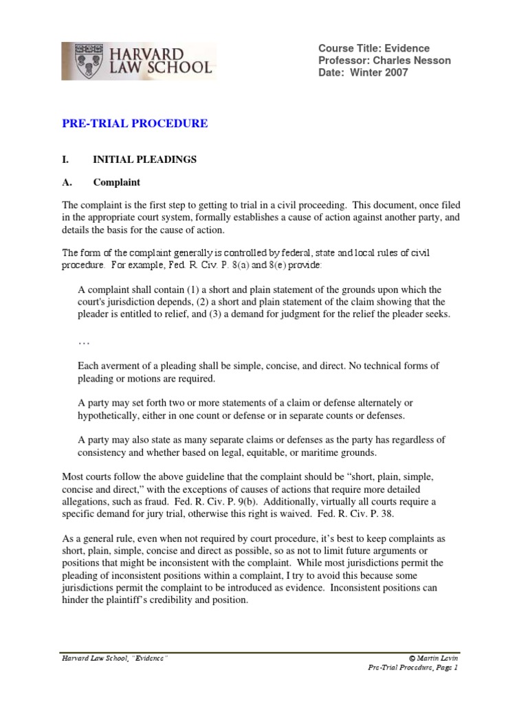 Reading Pre Trial Procedures Deposition (Law) Discovery (Law)