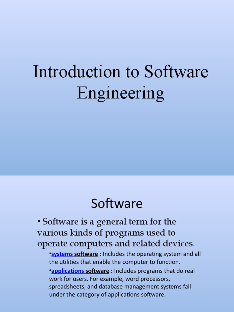 PPT Introduction to Software Engineering