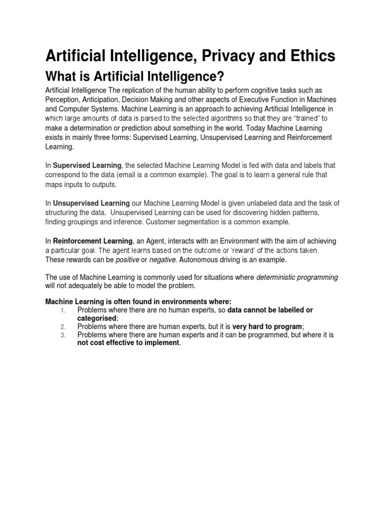 AI, Privacy, and Ethics Overview | PDF | Machine Learning | Artificial ...