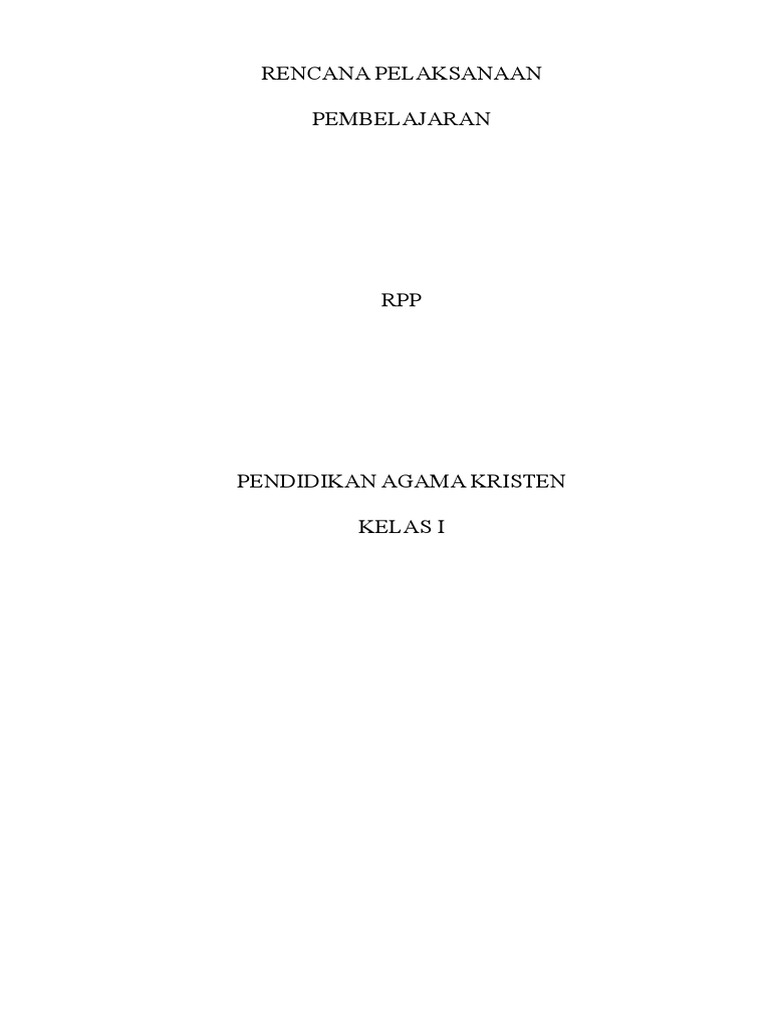 RPP Agama Kristen Kelas 1 Dan 2