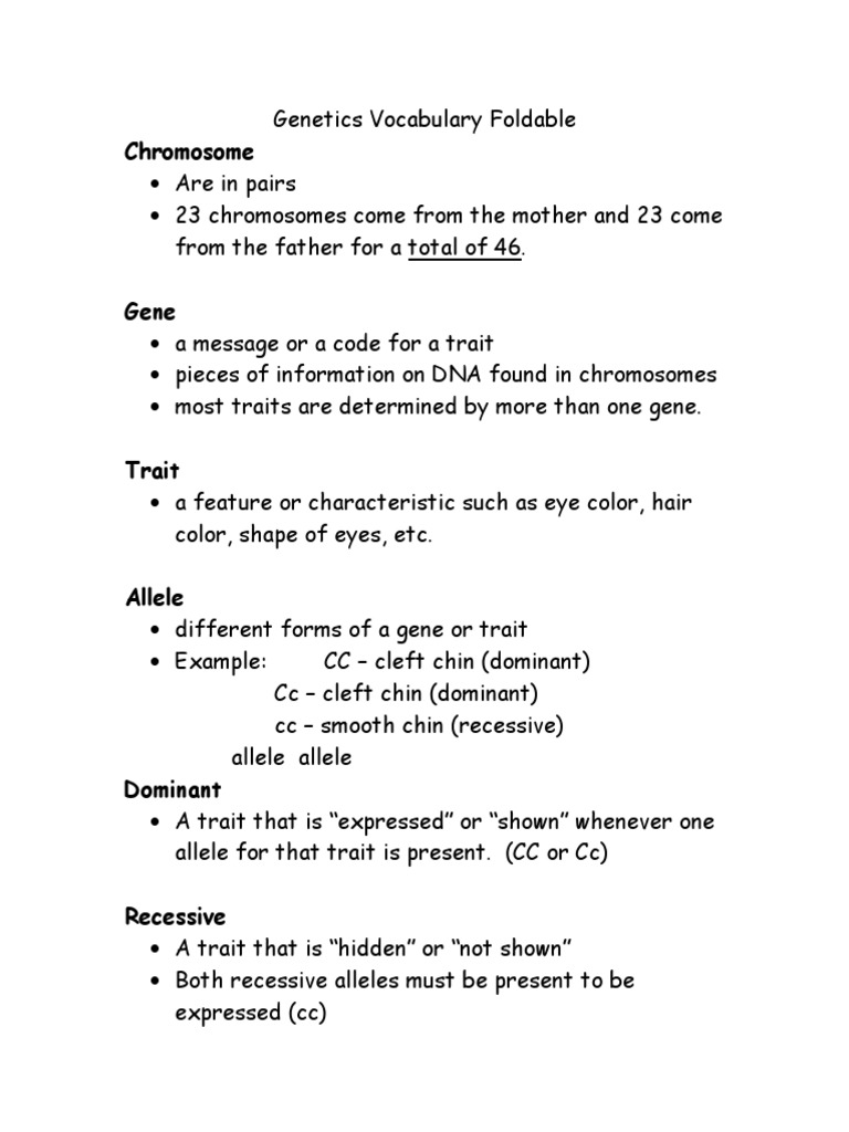 Genetics Foldable | PDF | General Fiction