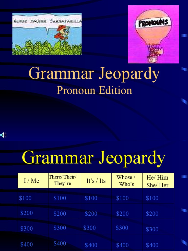 Jeopardy (Pronouns) PDF Verb Adverb
