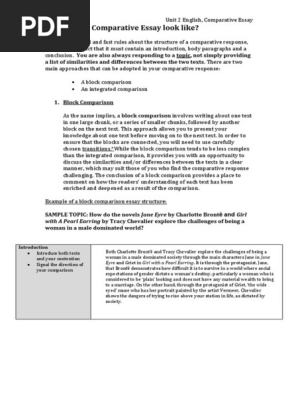 example comparative essay block and integrated