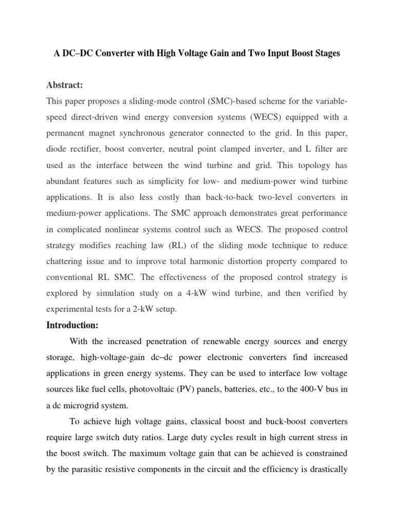 High Voltage Gain DC-DC Converter Design | PDF | Direct Current | Power ...