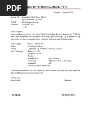 Surat Undangan 17 Agustus 2016