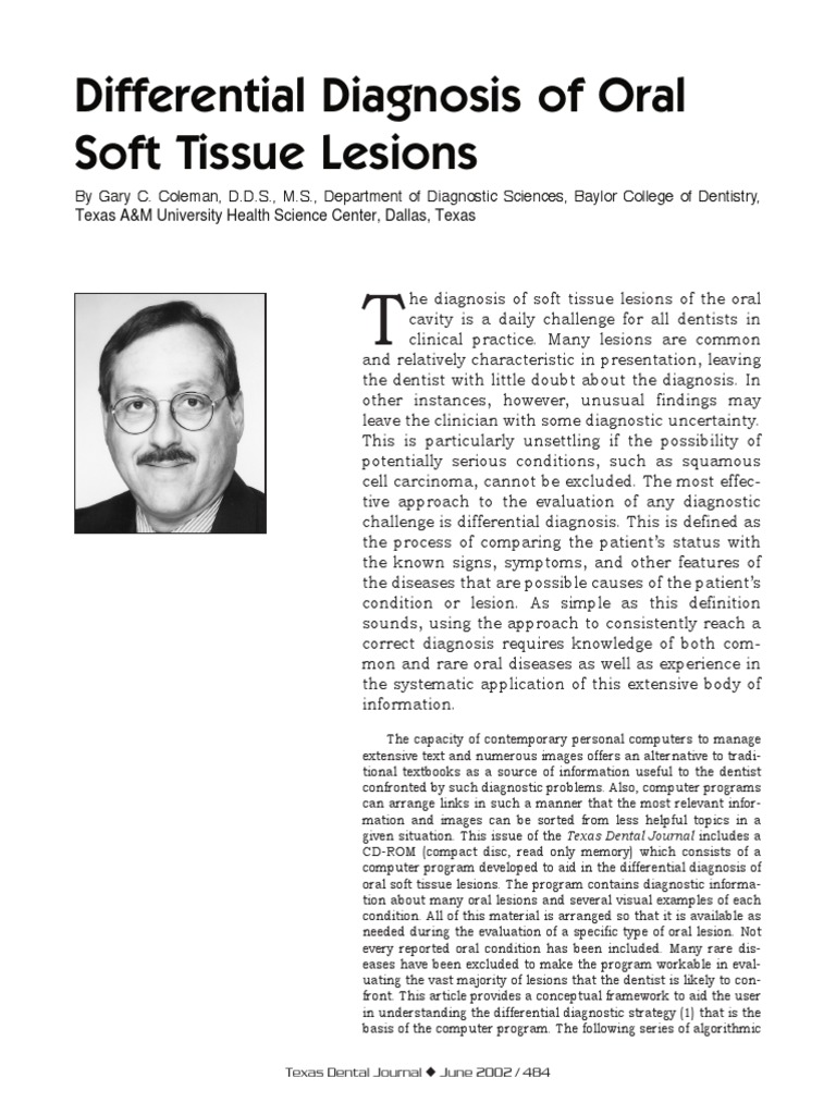Differential Diagnosis of Oral Lesions | PDF | Differential Diagnosis ...