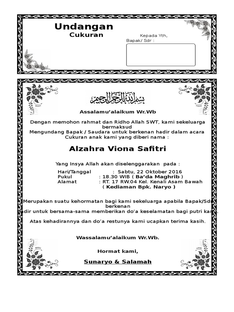 78 Koleksi Contoh Undangan Cukuran Anak Terbaik