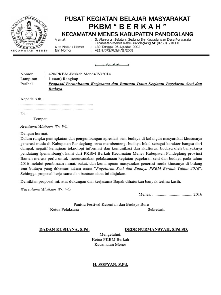 Contoh Proposal Pagelaran Seni Mosaicone