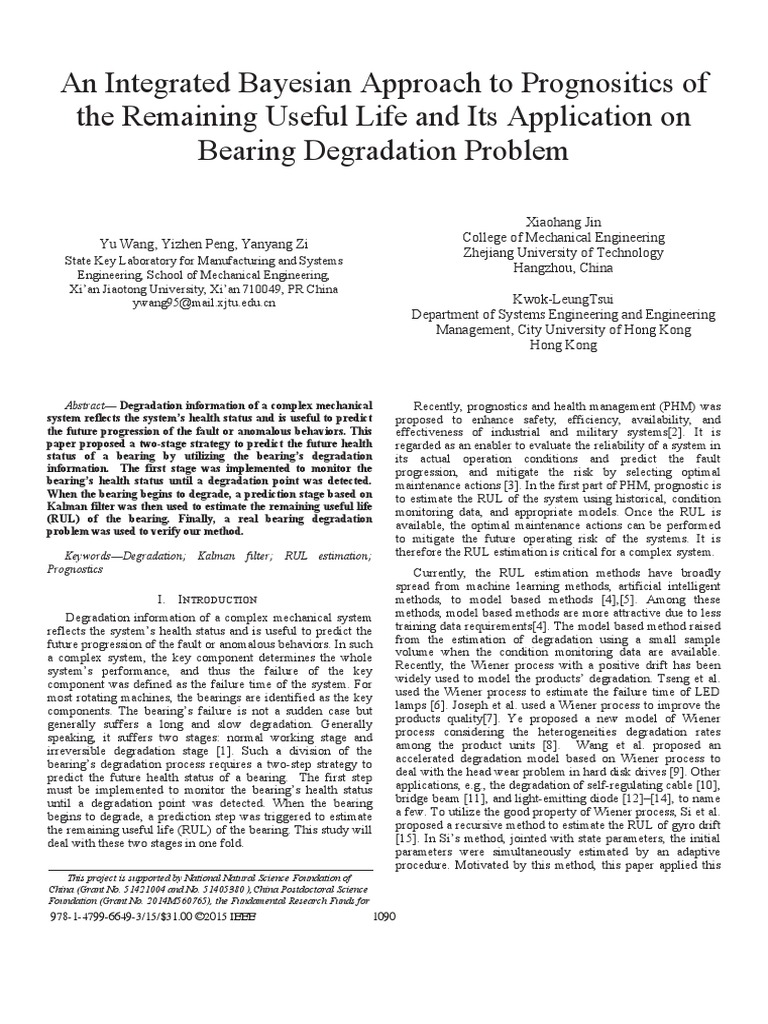 An Integrated Bayesian Approach To Prognositics of The Remaining Useful ...