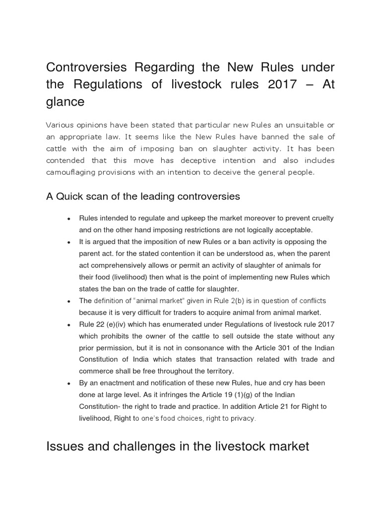 Controversies Regarding The New Rules Under The Regulations of