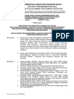 Surat Keputusan Kepala BPMPPT Tentang Penetapan Dan Penerapan Standar Pelayanan Pada Jenis Pelayanan 21 (Dua Puluh Satu) Perizinan Dan Non Perizinan Terpadu