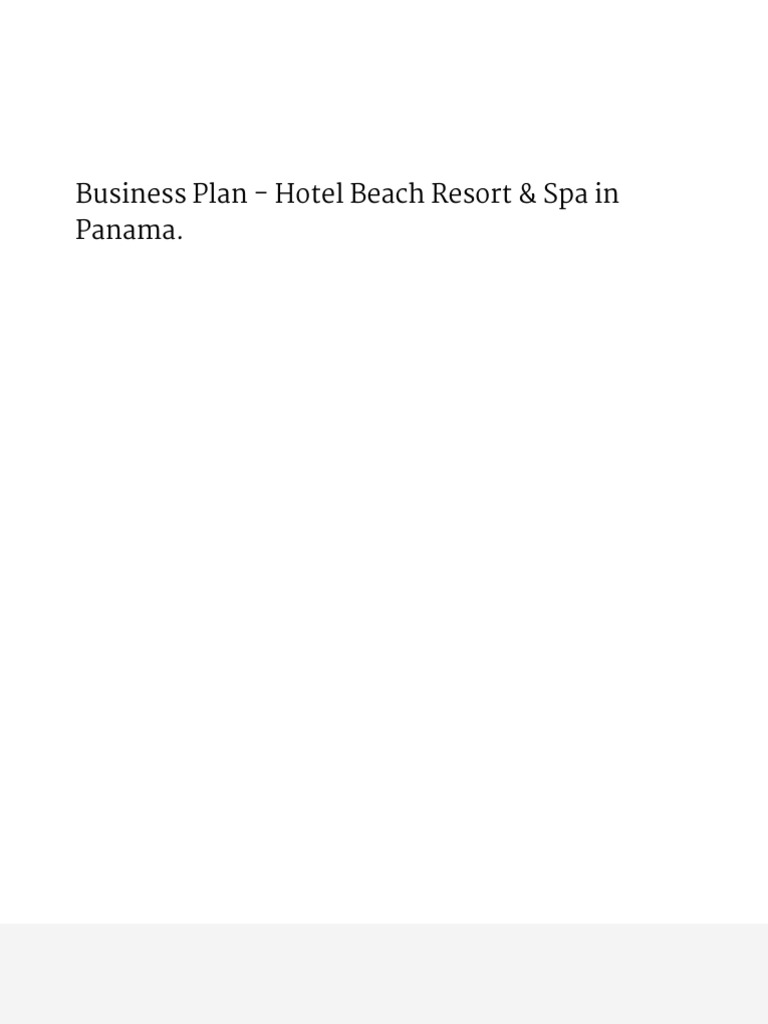 Business Plan For Hotel Beach Resort & Spa in Panama | PDF | Strategic ...