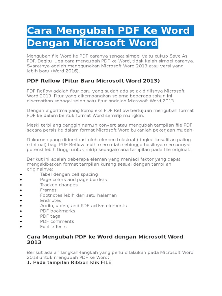 Cara Mengubah PDF Ke Word Dengan Microsoft Word