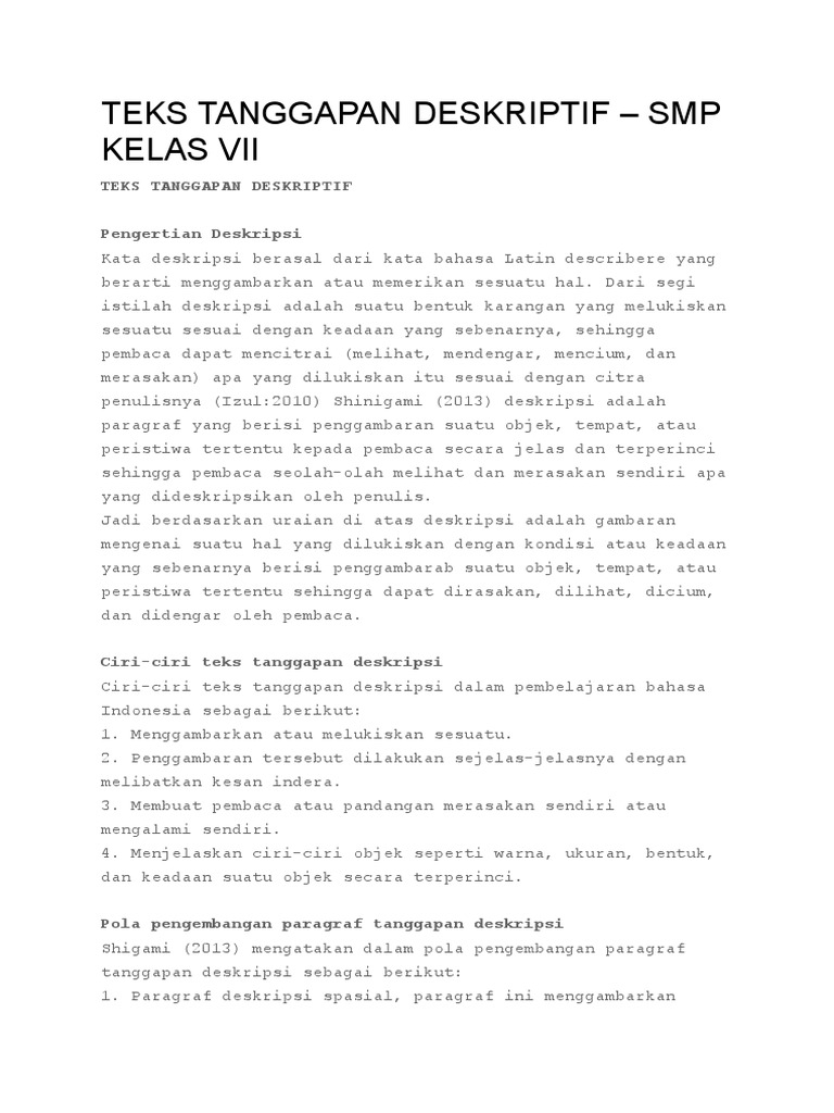 Contoh Teks Deskriptif Bahasa Indonesia Mosaicone