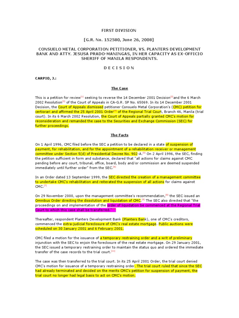 SpecproConsuelo Metal Corp Vs Planters Development Bank PDF