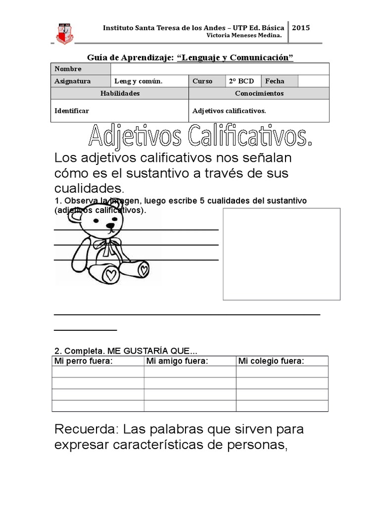 Adjetivos Calificativos Adjetivo Prueba Gratuita De 30 Días Scribd