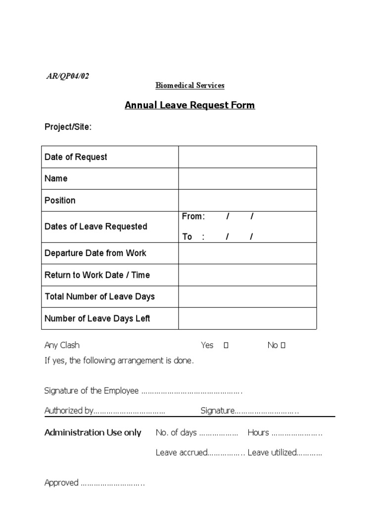 Annual Leave Form PDF