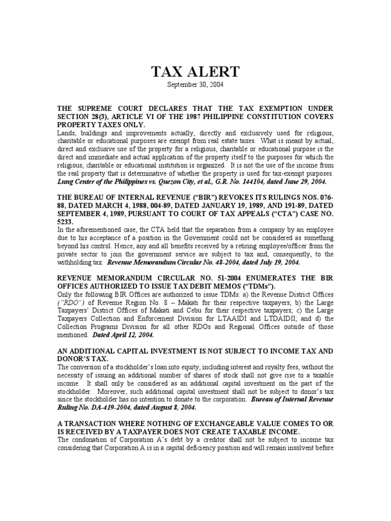 Tax1-BIR Ruling 13-2004 (Headquarters Exempt) | PDF | Taxation In 