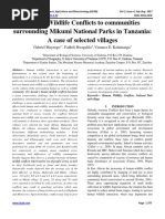 Human Wildlife Conflicts To Communities Surrounding Mikumi National Parks in Tanzania: A Case of Selected Villages