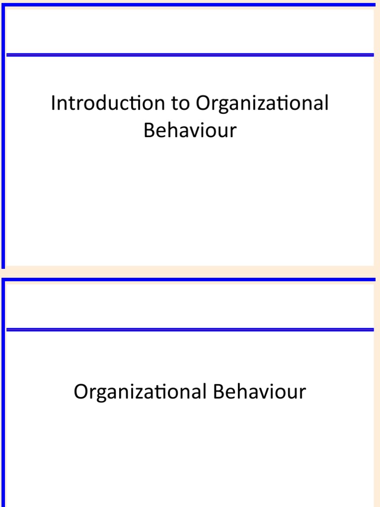 Introduction To Organizational Behaviour | PDF | Organizational ...