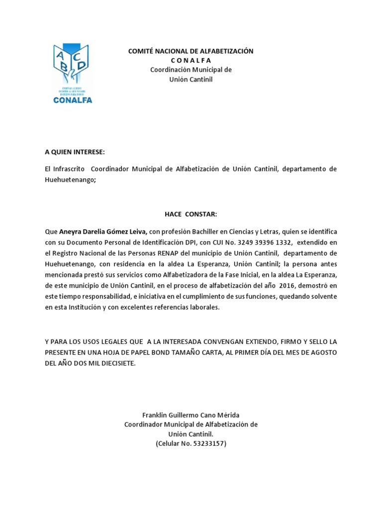 Carta de Recomendacion y Constancia PDF Business