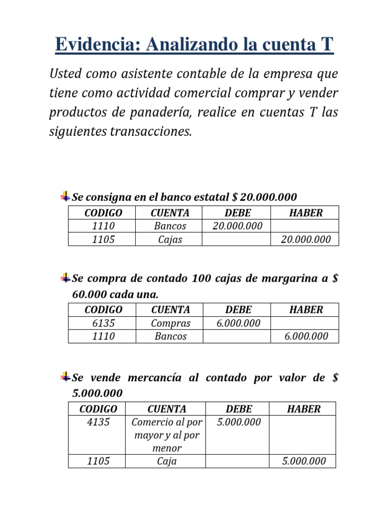 Ejemplos de cuentas T en contabilidad | PDF | Hogar, jardinería y bricolaje