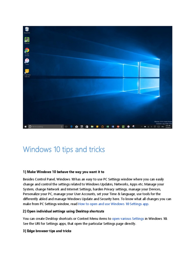 Essential Windows 10 Tips & Tricks | PDF
