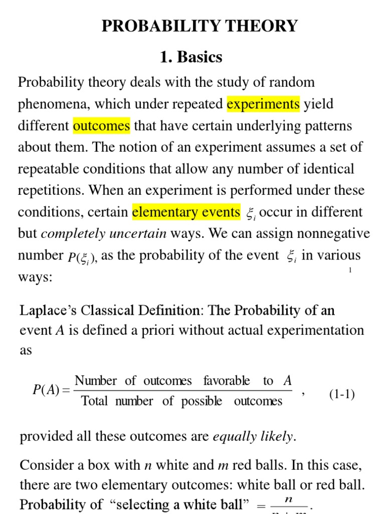 Lect1a Basics of Probability Theory | Probability Theory | Probability