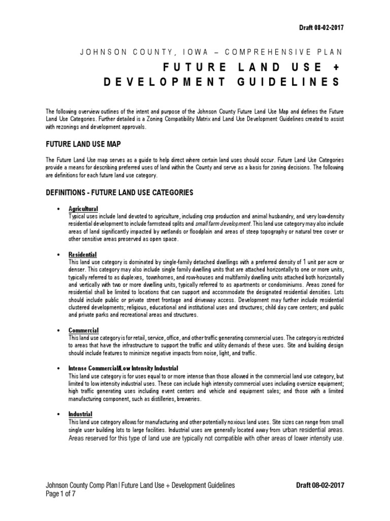 Future Land Use + Development Guidelines Johnson County, Iowa