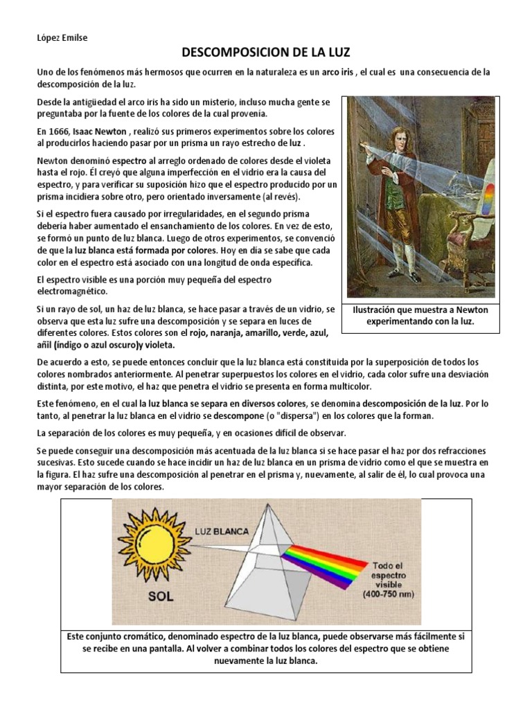 Descomposición de la Luz y Arcoíris | PDF | Arco iris | Color
