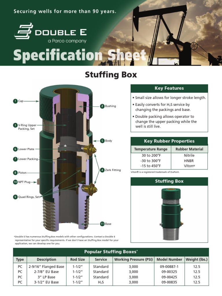 Spec Sheet Stuffing Box Rev 03 2016 | PDF | Mechanical Engineering | Nature