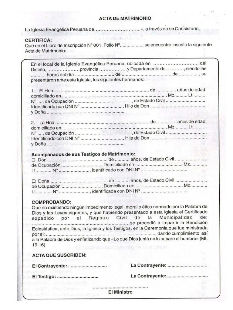 Acta de Matrimonio