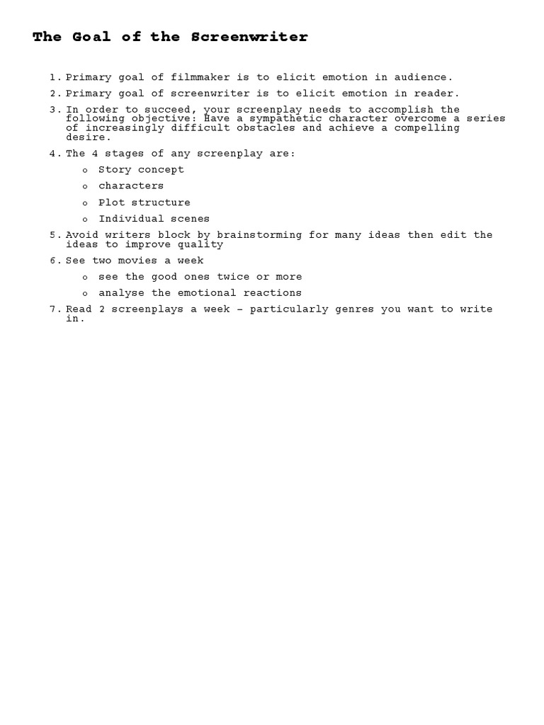 Writing Screenplays That Sell Summary Pdf Pdf Screenplay Plot
