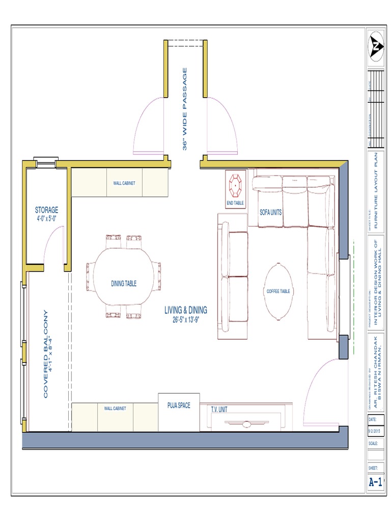 Living & Dining Hall Interior Design Plan | PDF | Interior Design ...